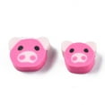 thumbnail image 2 of 100pc Handmade Polymer Clay Beads Pig Hot Pink 7.5~9.5x8.5~10.5x4mm Hole: 1.5mm, 2 of 3