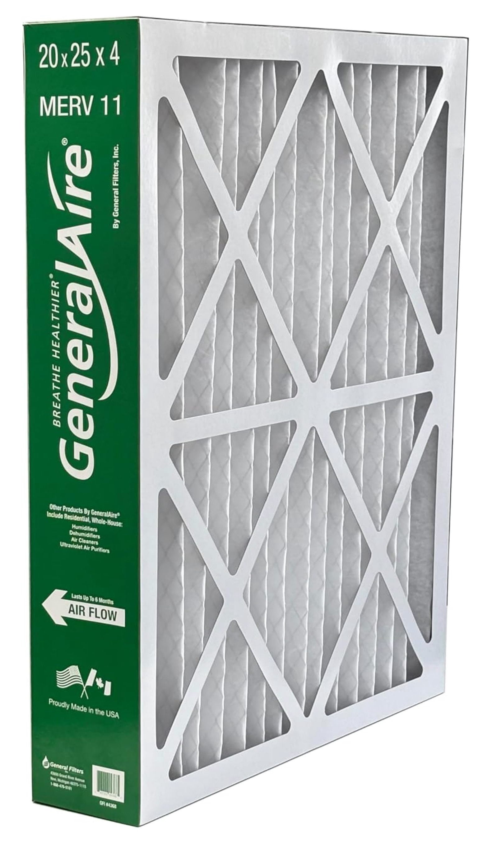 2-PK- Generalaire #4368-Replaces FC100A1037-20"x 25" x 4.5" Merv 11 Air Filters