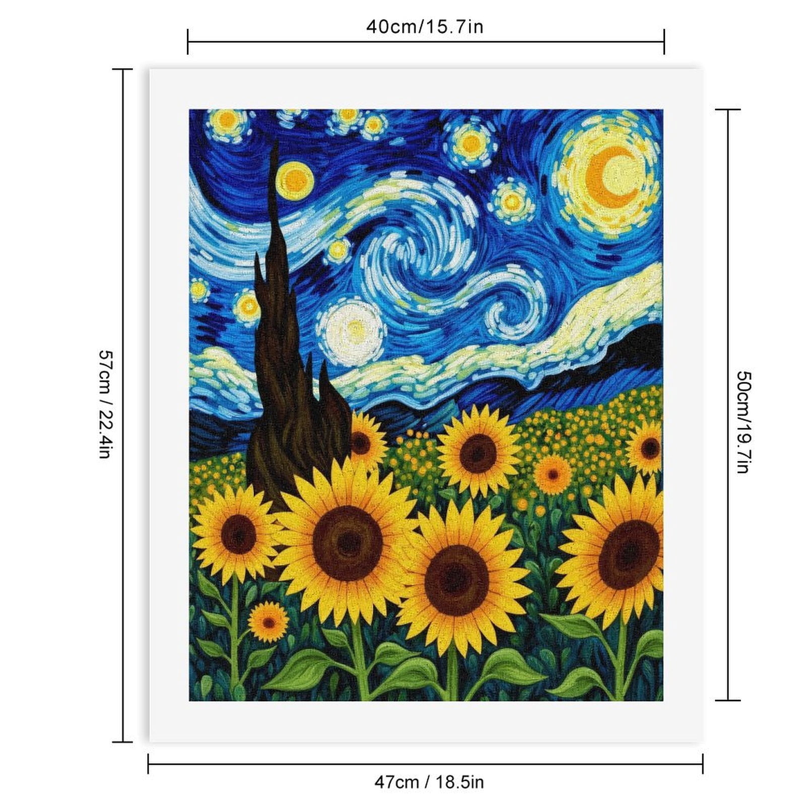 Paint By Numbers Kit for Adults Beginner - DIY Starry Night Sunflower Field Canvas Painting Kits for Adults, Frameless Paint By Number for Adults for Home Wall Decor 16x20 Inch