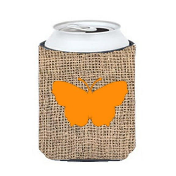 Butterfly Burlap and Orange Can or Bottle  Hugger