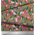 thumbnail image 2 of Soimoi Rayon Fabric Leaves & Tulip Floral Print Sewing Fabric Yard 42 Inch Wide, 2 of 3