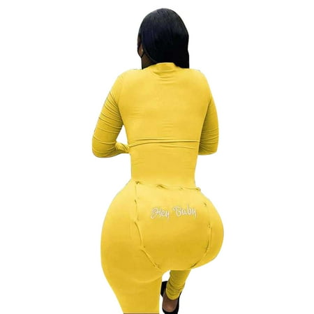 

Rumida Pyjama Women Jumpsuit Lady Pajama Suit with Back Butt Bum Open alluring fashionable button closure with Back Butt Bum open Women Jumpsuit Lady Pajama women M Yellow