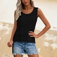thumbnail image 6 of Hinvhai Womens V Neck Tank Tops Sleeveless Hollow Knit Shirts Summer Casual Solid Color Sweater Vest Black S(S), 6 of 8