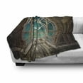 thumbnail image 3 of Steampunk Soft Flannel Fleece Blanket, Fantasy Background Print of Inside View of Clock Tower Wooden Mezzanine, Cozy Plush for Indoor and Outdoor Use, 50" x 70", Pale Brown Turquoise, by Ambesonne, 3 of 6