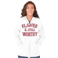 thumbnail image 3 of Inspirational Flawed and Still Worthy Zip Up Hoodie Men's Women's Brisco Brands S, 3 of 5
