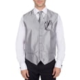 thumbnail image 1 of Men's Solid Fomal Vest, Tie, & Hanky Silver for Tuxedo and Suit, 1 of 1