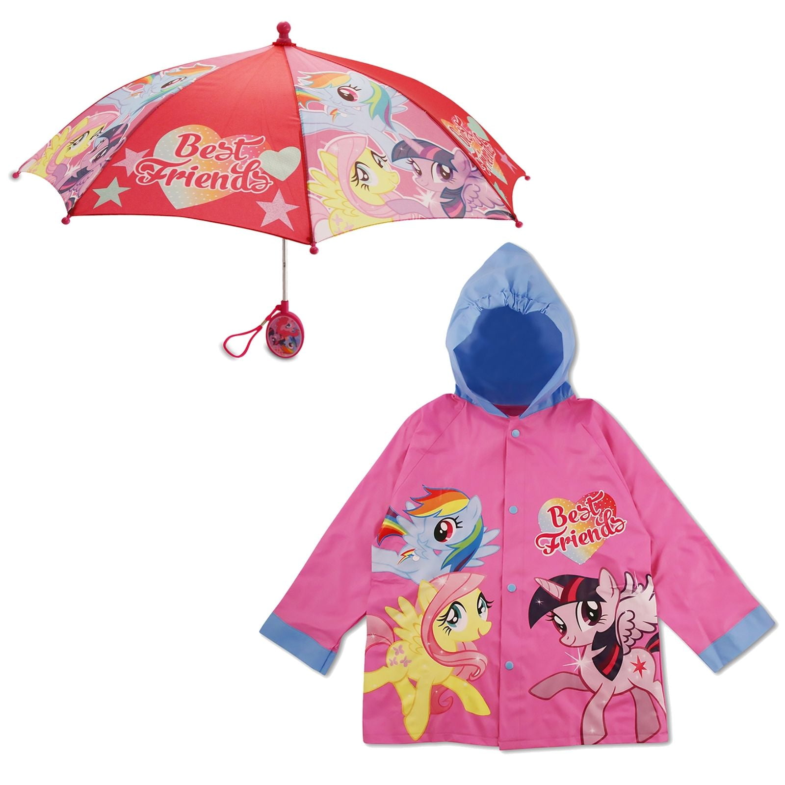 Hasbro Girls` My Little Pony Character Printed Waterproof Rain Slicker Size Small 2//3 Medium 4//5 and Large 6//7