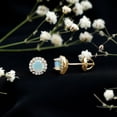 thumbnail image 3 of Rosec Jewels Round Shape Ethiopian Opal Stud Earrings with Moissanite Halo (AAA Quality), 14K Yellow Gold, 3 of 8