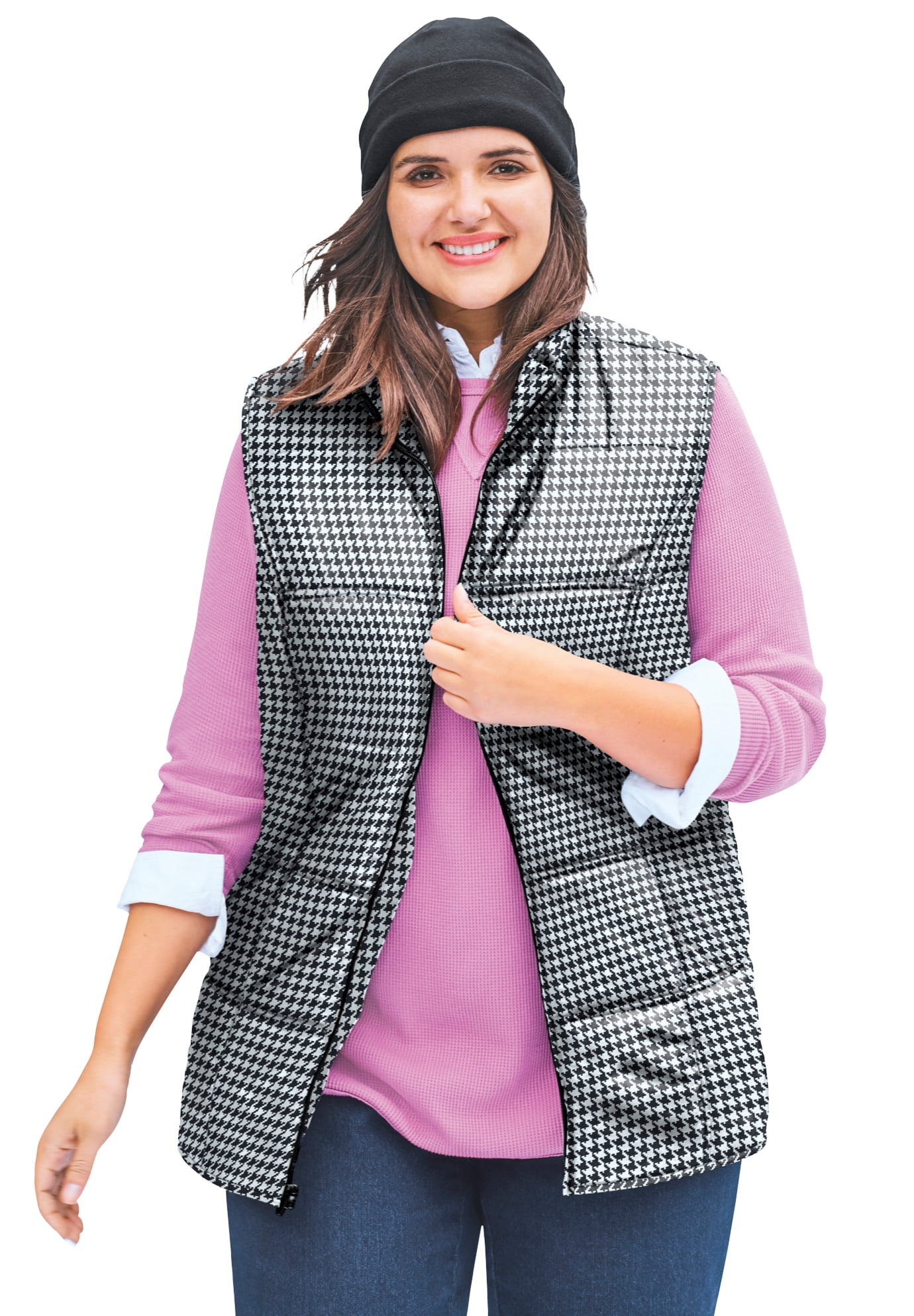 Dark Charcoal Houndstooth Gray 