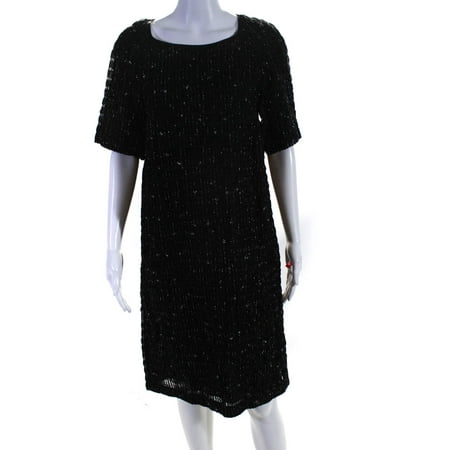 

Pre-owned|Dries Van Noten Womens Silk Blend Metallic Textured Dress Black Size 40