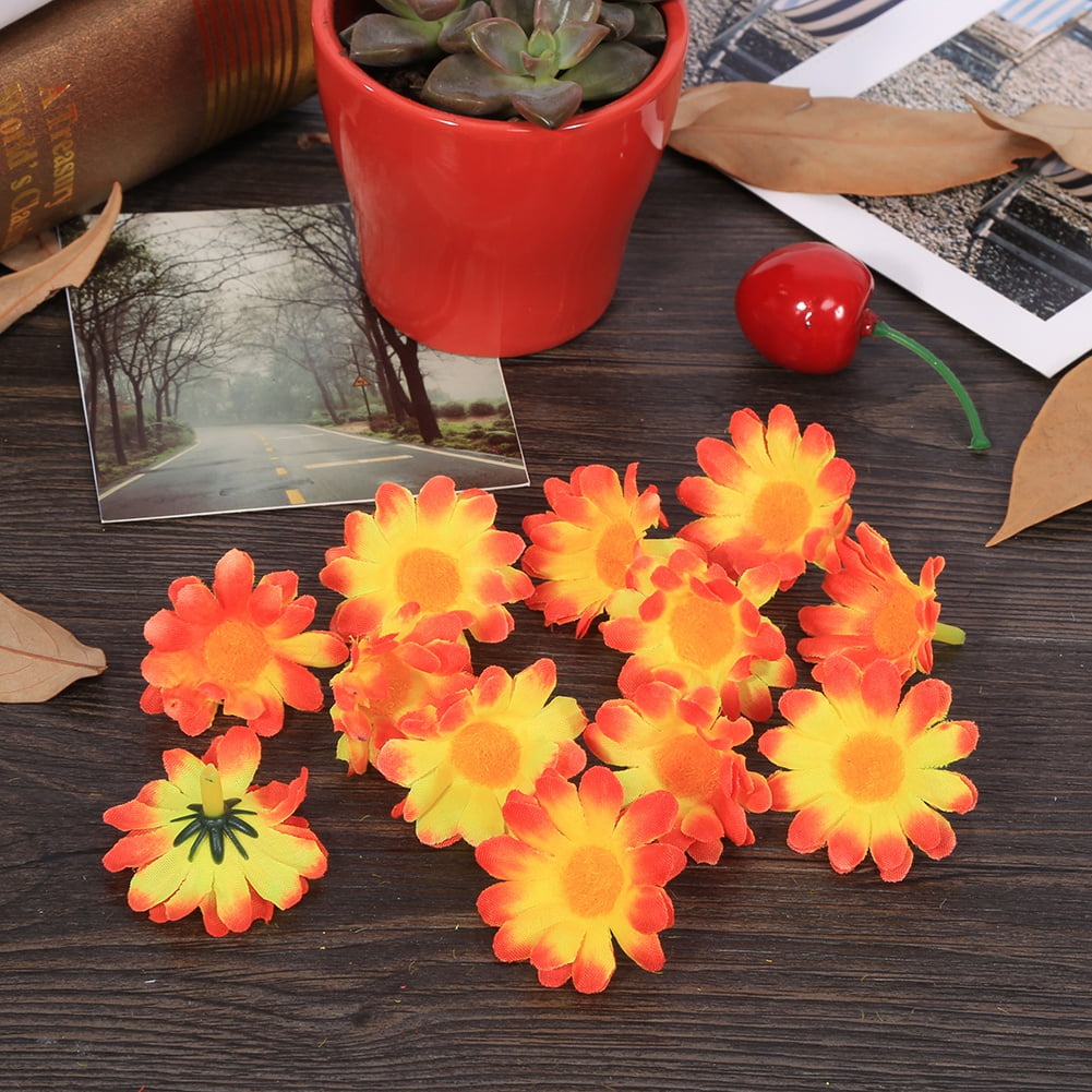 FAGINEY 11 Colors 100PCS Artificial Gerbera Daisy Fabric Flower Head