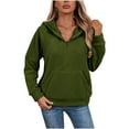 thumbnail image 5 of Miluxas Womens Long Sleeve Tops Solid Color Fleece Half Zip Pullover Hoodies Loose Casual Sweatshirts Green XXL(XXL), 5 of 6