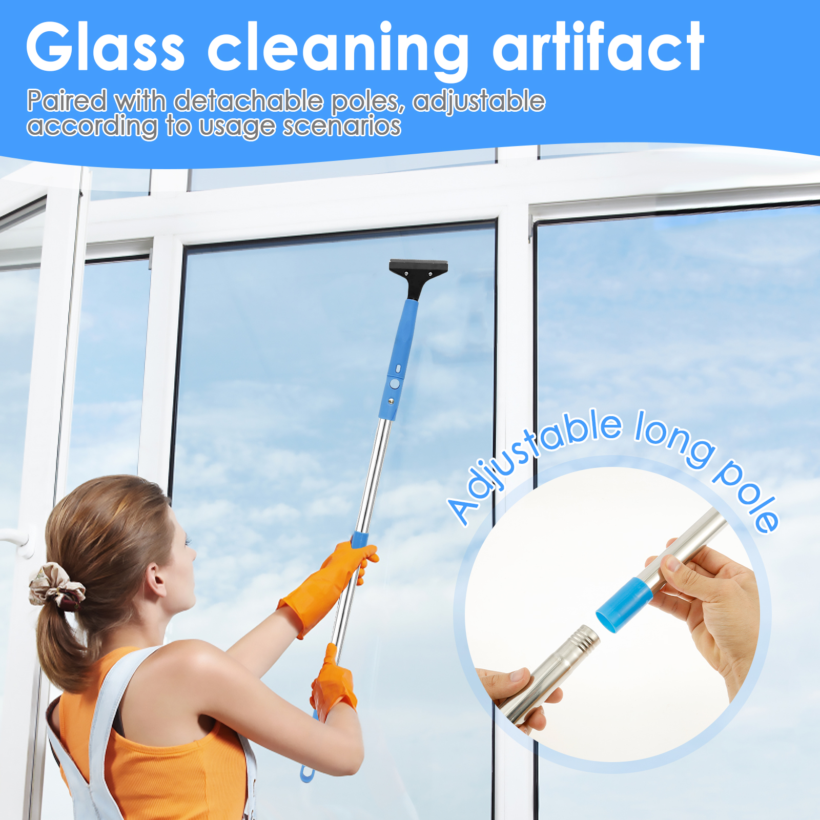 Xiyztok Cleaning Glass Wall Scraper Set Adjustable Versatile Sticker Caulk Remover Tool Solid Tile Window Scraper with Blades for Removing Adhesive