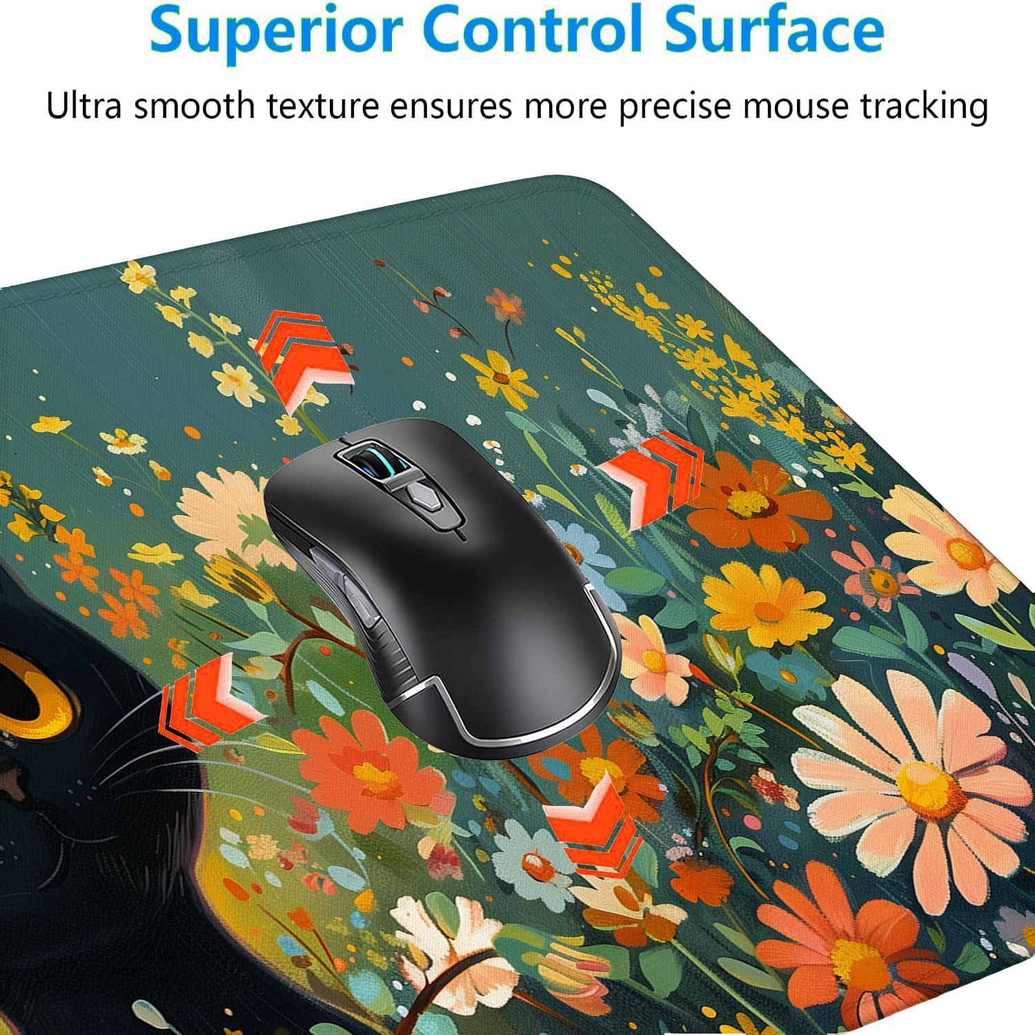 Anime Black Cat Desk Pad Mouse Pad Cute Funny Mousepad XL Large Gaming Mouse Pad Laptop Keyboard Mat Desk Pad Office Home Decor for Women Girl 31.5"x11.8"