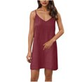 thumbnail image 1 of Dvprdro Robe Mini en Coton d'Été à Bretelles Spaghetti pour Femmes 2025 Décontractée Classique Solide Confortable Légère Col en V Robe de Plage Soleil, 1 of 5
