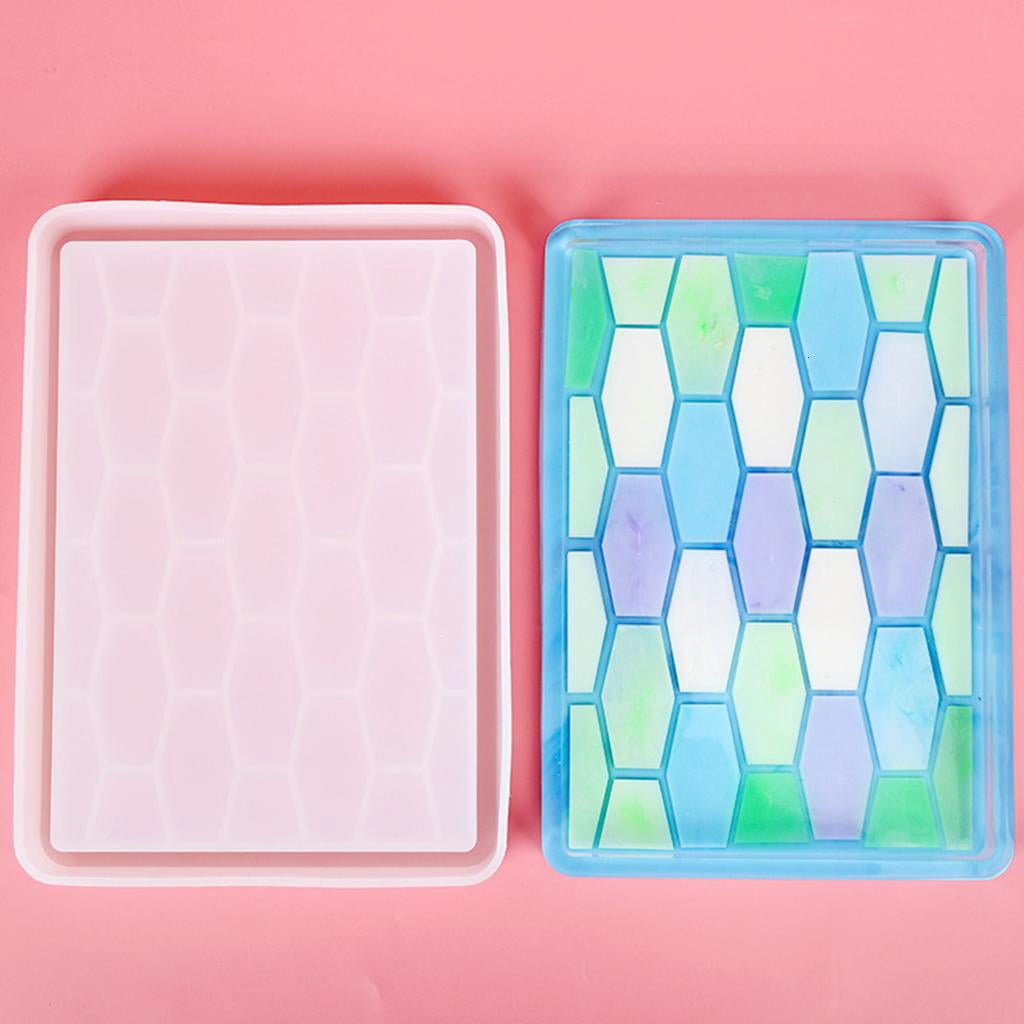 Osdhezcn Honeycomb Rectangle Tray Epoxy Resin Mold Serving Board Fruit Snack Plate Silicone Mould DIY Crafts Jewelry Holder Mold