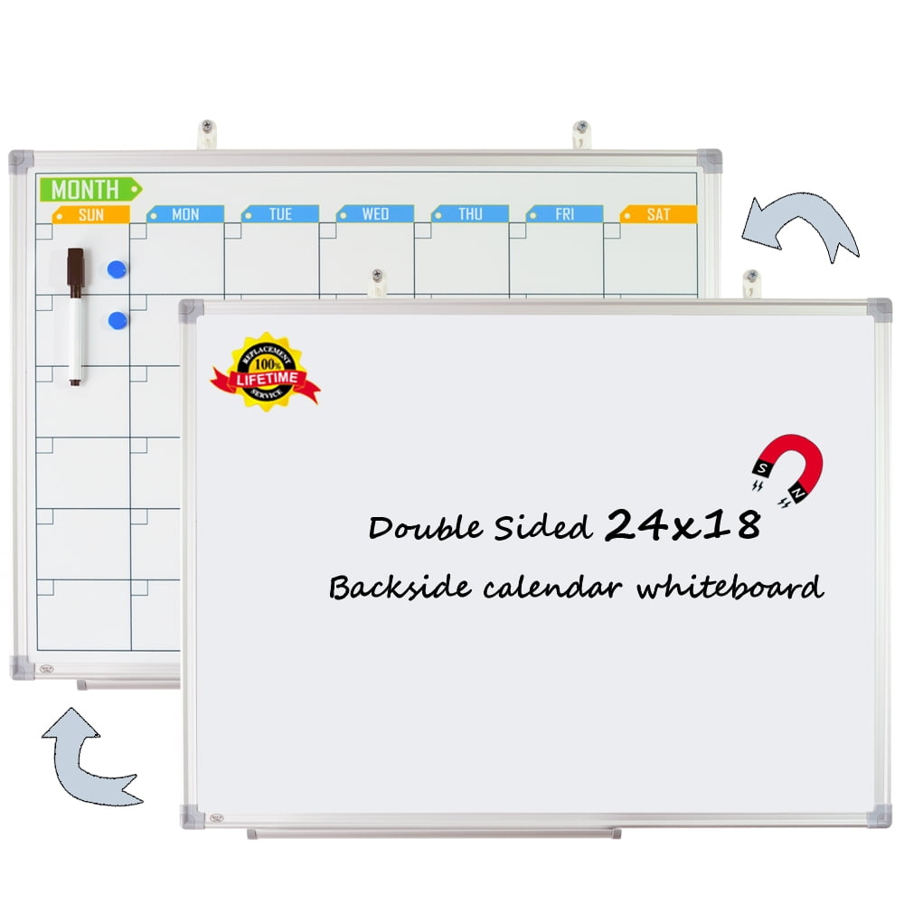 Lockways Whiteboard Dry Erase Calendar White Board, 24" x 18