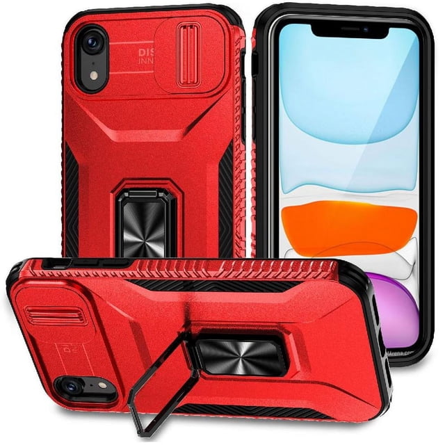 Funda para GANGXUN iPhone XR - Soporte metálico, Función magnética, Rojo