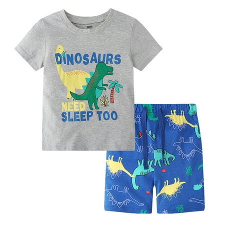 

HIBRO Toddler Boys Short Sleeve Cartoon Dinosaur Prints T Shirt Tops Shorts Child Kids Outfits New Twin Mom Gift Knitted Baby Clothe