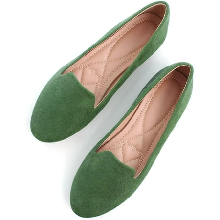 

Pfhytec LU Women Round Toe Flats Comfortable Ballet Walking Shoes Dressy Slip-ons Loafers