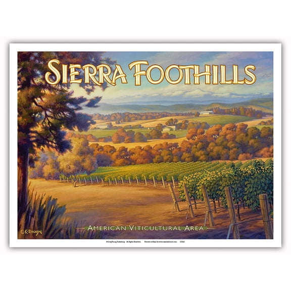 Sierra Foothills Wineries - Helwig Estate Winery - California Vineyards Wine Country Art by Kerne Erickson - Master Art Print (Unframed) 9in x 12in