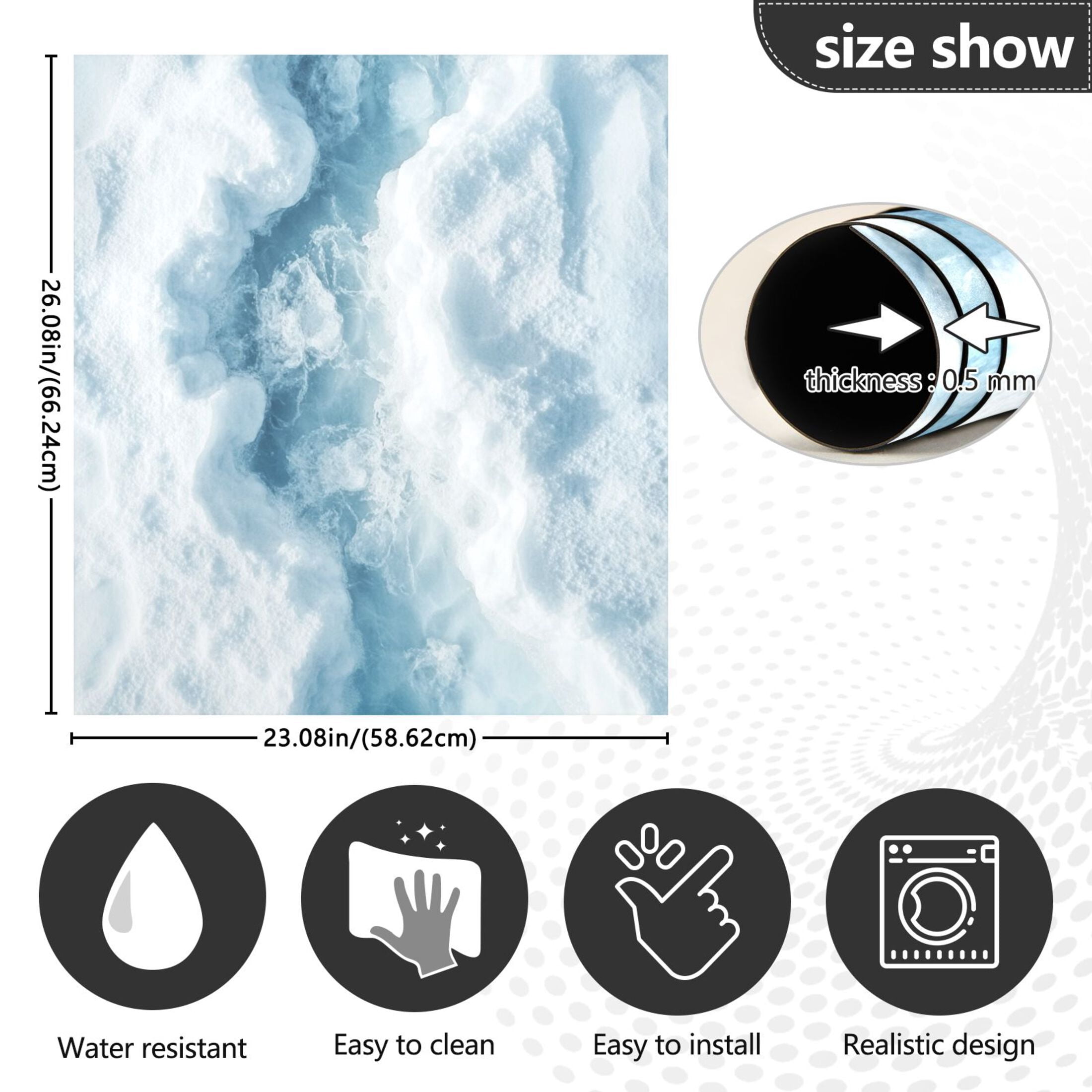 Dishwasher Magnetic Sticker 23x26 Inch Refrigerator Magnetic Sticker Washing Machine Magnetic Sticker Kitchen Panel Magnetic Sticker Home Decor White Ocean Pattern