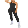 thumbnail image 3 of Women‘s One Shoulder Jumpsuit Ribbed One Piece Tank Tops Rompers Bodycon Solid Yoga Jumpsuits, 3 of 6