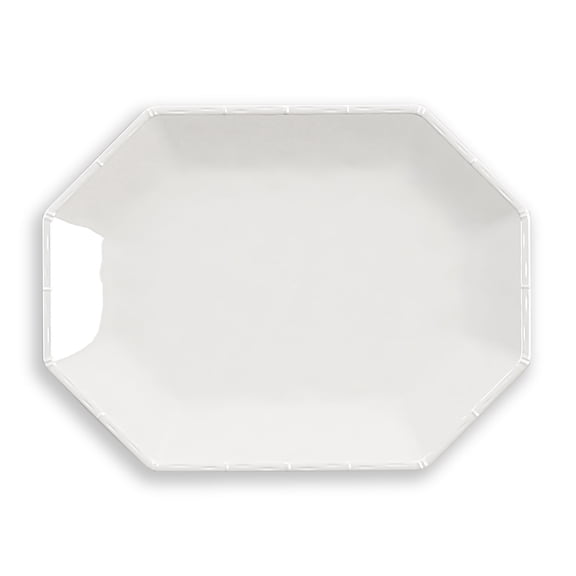 Bamboo Raised Rim Melamine Octagonal Serving Tray - White - 16"