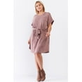 thumbnail image 2 of Plus Light Brown Acid Wash Print Self-tie Waist Detail Mini Dress 1XL, 2 of 3