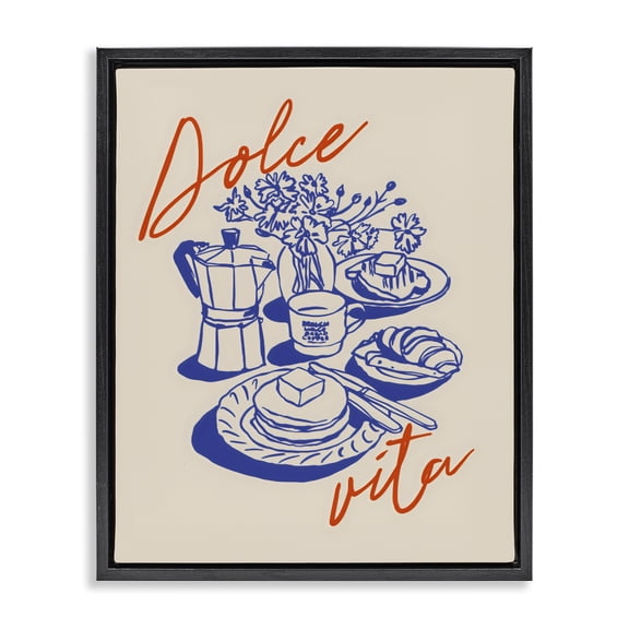 Stupell Industries Modern Retro Breakfast Morning Spread Black Floating Frame Canvas Art, 17 x 21, by The Prints Vibe