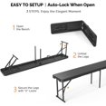 thumbnail image 3 of Ktaxon 2Pcs 6' Portable Folding Bench, Perfect for Outdoor Party, Picnic, Camping, Wedding etc., Plastic Folding Bench for Outdoor and Indoor, Black Woodgrain, 3 of 8