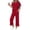 Red-#001, variant on GIPQJK 2 Piece Sets for Women Short Sleeve Crew Neck Casual Pullover Top Drawstring Striped Wide Legs Pants Vacation Solid Color Outfits,Red M