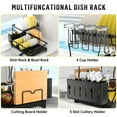 thumbnail image 2 of 2-Tier Dish Drying Rack, Dish Racks for Kitchen Counter, Stainless Steel Dish Drainer with Drainboard, Cutlery Holder, Cup Rack and Cutting Board Holder, Space-Saving Kitchen Organizer, 2 of 7