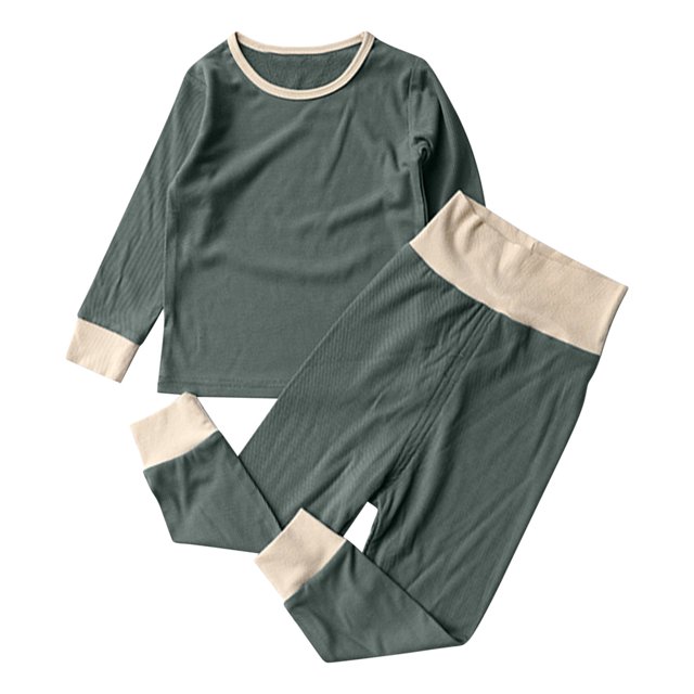 Timegard Toddler Baby Clothes Boy Girl Loungewear Ribbed Long Sleeve Top Pants Infant Comfy Outfits