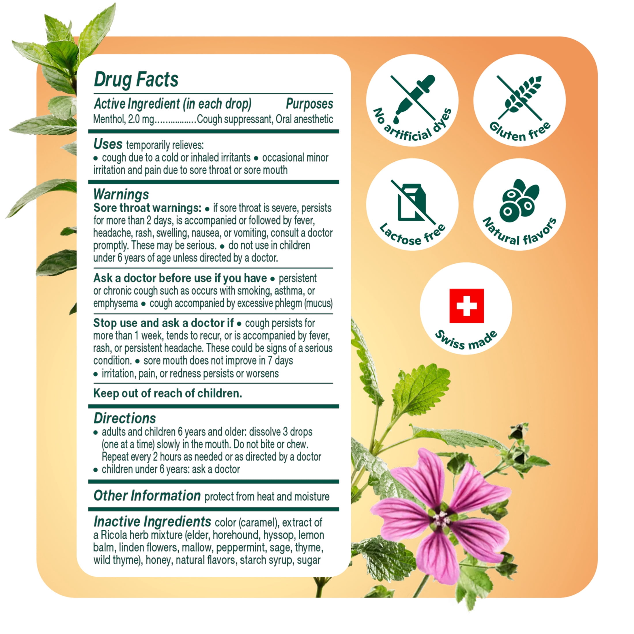 Ricola Honey Herb Soothing Cough Drops - Throat Relief & Cough Suppressant, 24 Count