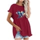 thumbnail image 1 of Blusa de manga corta con estampado regular de flecos y cuello redondo de algodón y cáñamo para mujer OAVQHLG3B Store  lin121212, 1 of 5