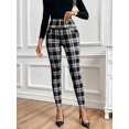 thumbnail image 4 of Women High Waist Fitted Pants, Button Decor High Stretch Trousers with Pockets for Office Back-To-School, 4 of 6