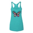 thumbnail image 2 of Wild Bobby, Colorful Butterfly Oh Butterfly On Whispering Wings Animal Lover Tri-Blend Racerback Tank Top, Tahiti Blue, Medium, 2 of 3