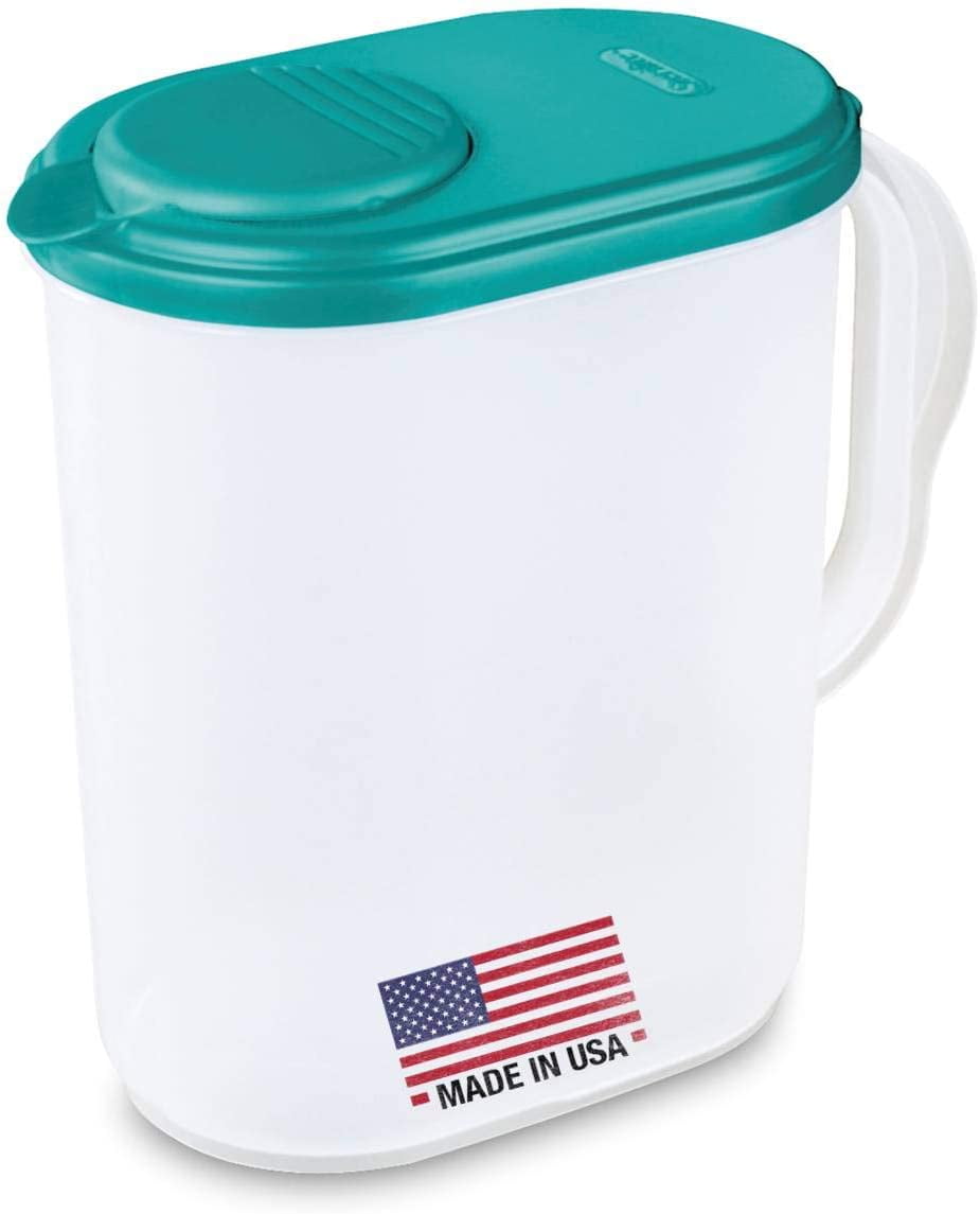 Tribello Pitcher with Lid 1 Gallon, Slim Clear Plastic Water Pitcher