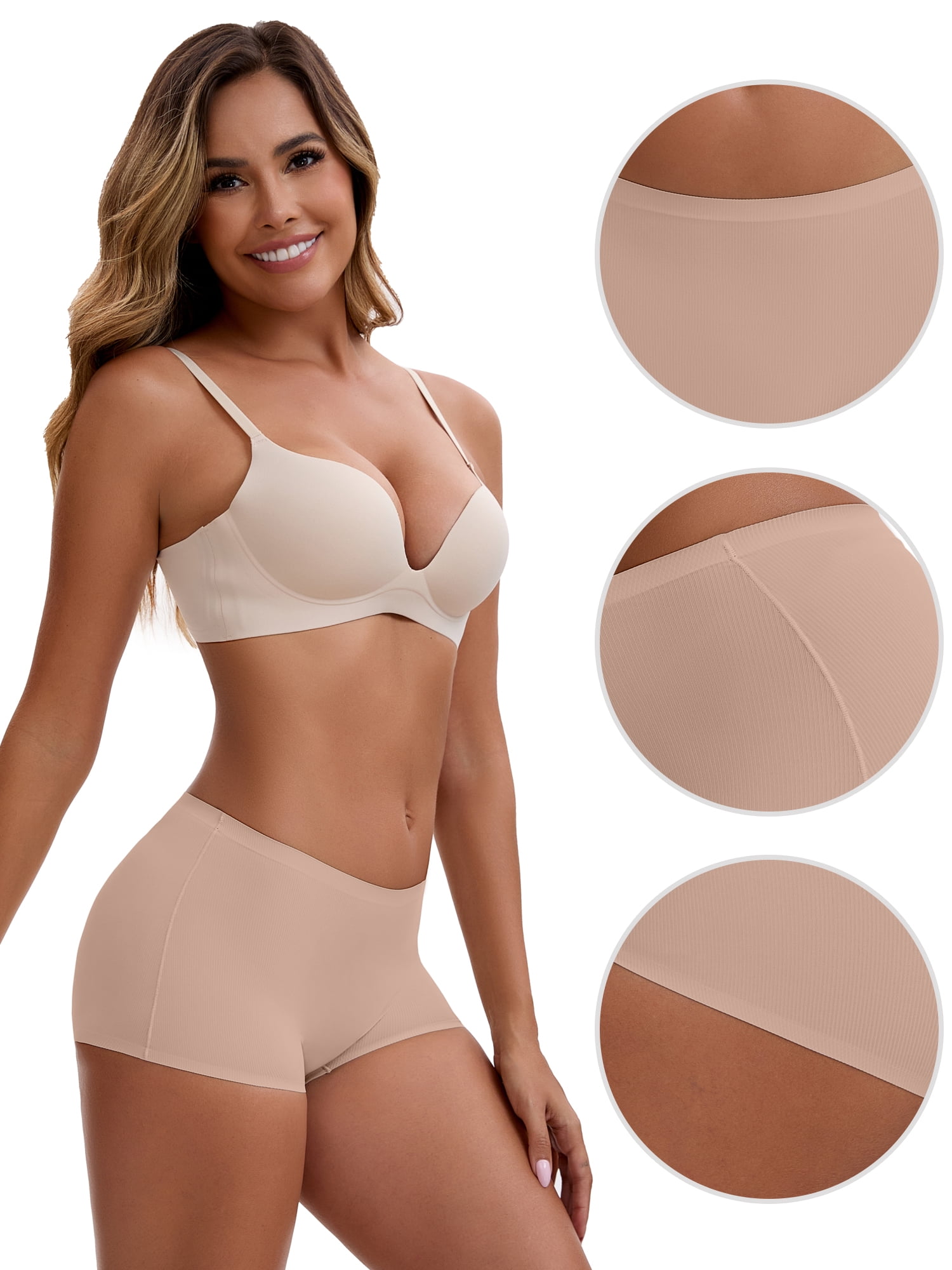 Unique Bargains Women's High Waist Seamless Ice Silk Breathable Boyshorts M Light Pink