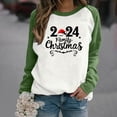 thumbnail image 2 of lcziwo Offres Prime Chandails de Noël pour Femmes Hauts Graphiques Chandail de Noël à Lettres Imprimées 2024 Col Rond à Blocs de Couleur Raglan Chandails à Enfiler Vert, TG, 2 of 4
