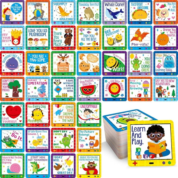170 Motivational Cards for Kids, Cute Lunchbox Notes Inspirational Affirmations Words Funny Puns for Children, Boys and Girls, Perfect for Parties, Schools, Bake Sales, Picnics