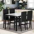 thumbnail image 2 of Rectangle Bar Dining Table Set for 4, Wooden Dining Table and 4 Chairs, Compact Kitchen Table Set for Small Space, White&Black, 2 of 10
