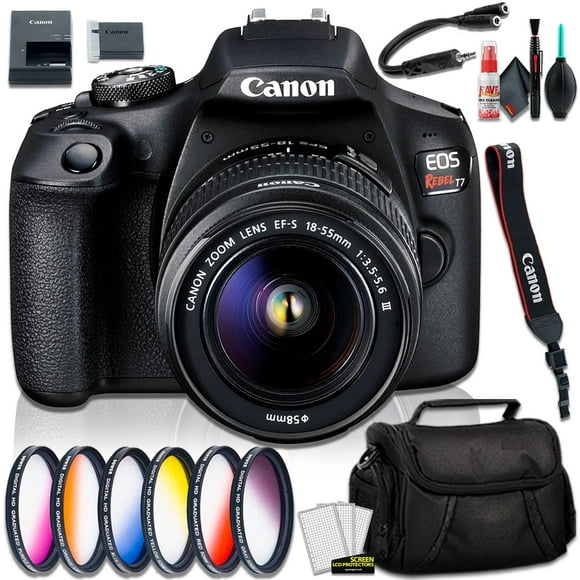 Canon EOS Rebel T7 DSLR Camera with 18-55mm Lens, Camera, and Graduated Color Filter Kit