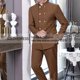 thumbnail image 3 of Trajes de estilo chino para hombre, traje de cuello alto, doble botonadura, 3 bolsillos reales, traje de boda ajustado (Blazer + Pantalones), 2 piezas, 3 of 5