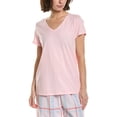 thumbnail image 3 of HUE womens  Solid V-Neck Pajama T-Shirt, s, Pink, 3 of 4