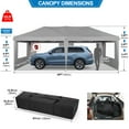 thumbnail image 2 of HOTEEL 10x20ft Popup Canopy Waterproof Canopy with 6 Sidewalls Outdoor Commercial Instant Shelter Beach Camping Canopy Tent for Party, Gray, 2 of 9