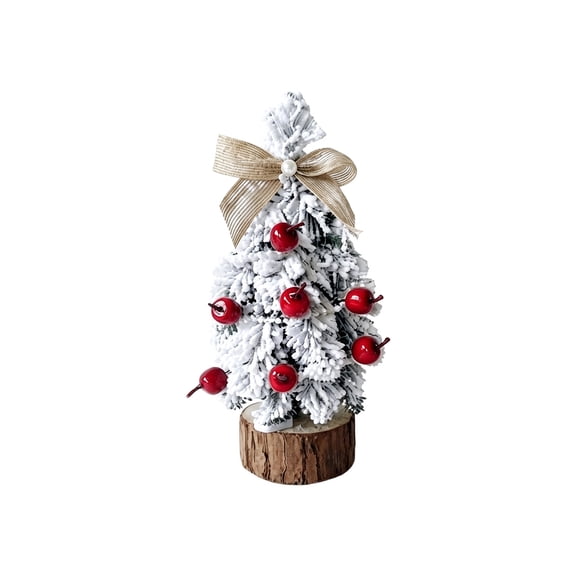 Mini Christmas Tree with Lights, Tabletop Ornament Home Artificial Tree, Battery-Operated Festive Decor for Desk Shelf Mantel