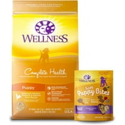 Wellness Complete Health Dry Puppy Food with Grains, 5 lb Bag and Soft Puppy Bites, 3 oz Bag, Grain Free Dog Treats, Trial Bundle