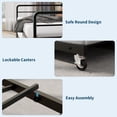 thumbnail image 3 of Daybed with Pop-Up Trundle, Metal Frame with RGB LED Lights, Storage Headboard & Charging Station, Corduroy Upholstered, No Box Spring Needed,Twin,Black, 3 of 6